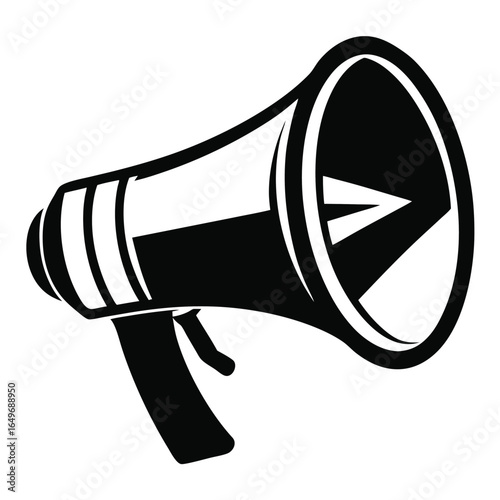 Bold Black and White Vector Illustration of a Classic Megaphone Design