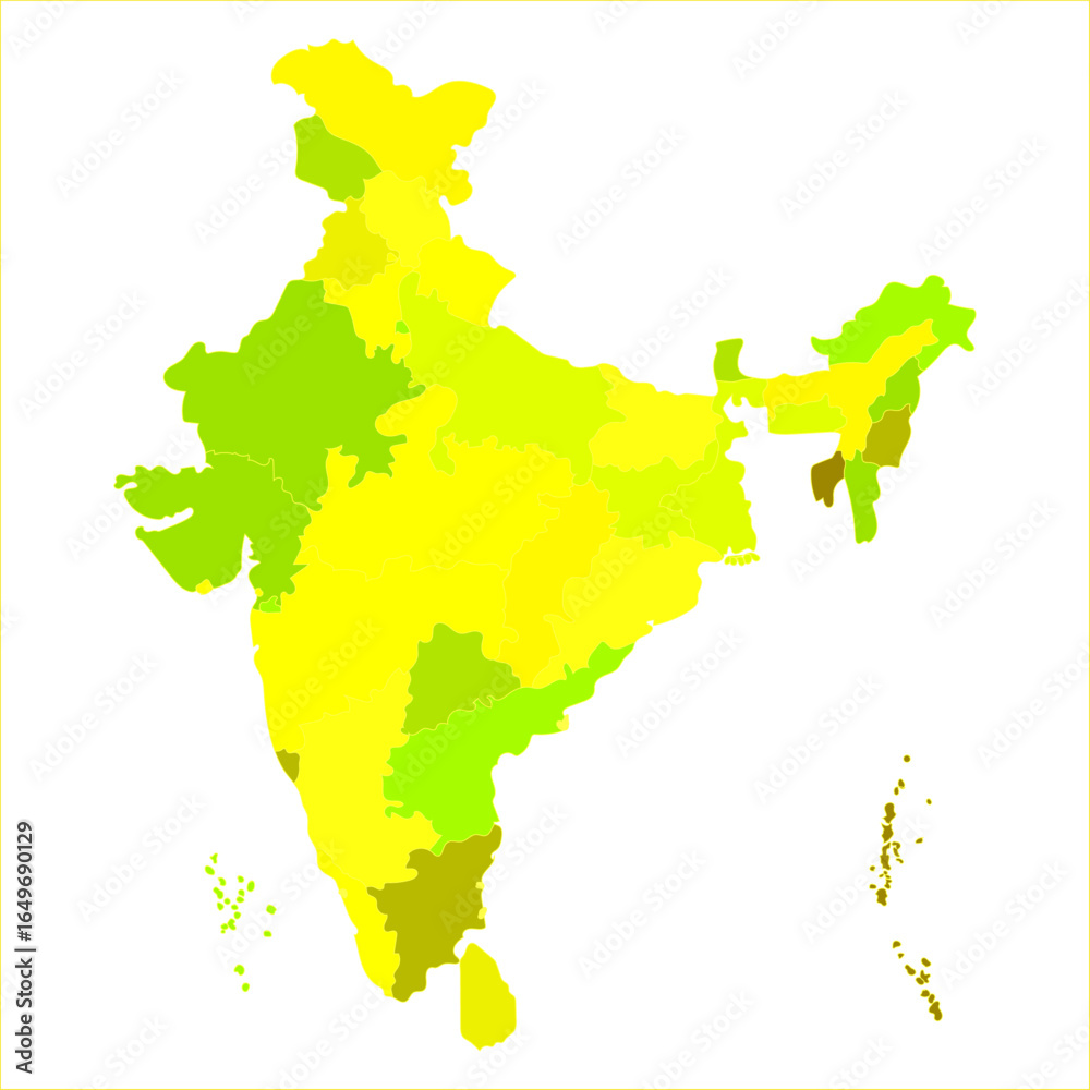 Obraz premium High Resolution India Map, India map for educational purposes with all state and UT details. Indian map state coloured