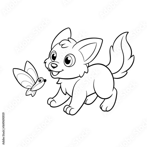 black outline printable puppy digging hole