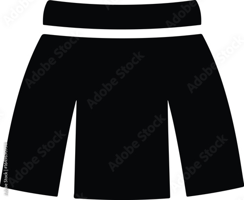 Simple Black A-Line Skirt Icon Illustration.