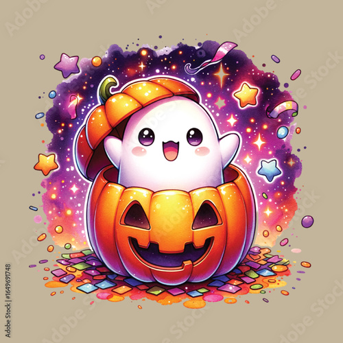 Halloween Pumpkin Candy Ghost