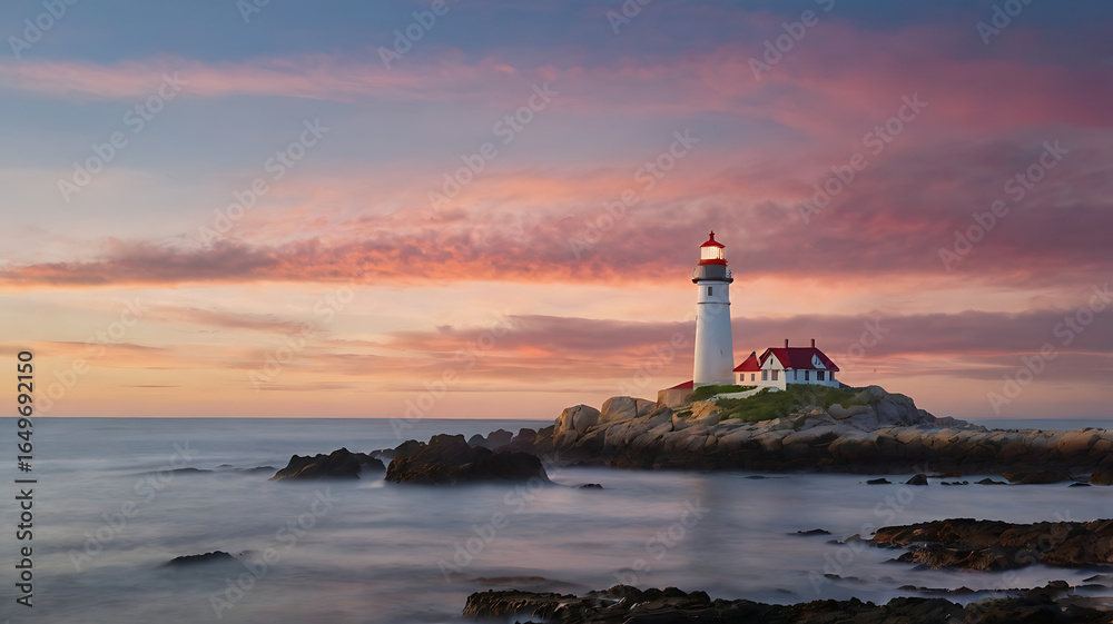 Featuring a lighthouse situated on a rocky coastline Featuring a lighthouse situated on a rocky coastline