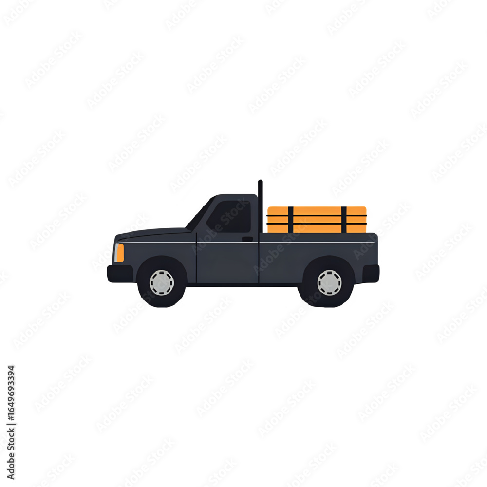 Fototapeta premium Pickup Truck Icon: Lumber Delivery, Construction, Transportation