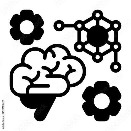 Logical Brain Function Semi Solid Vector Icon