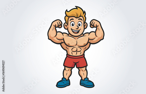 Body Builder Mascot Cartoon Vector Template