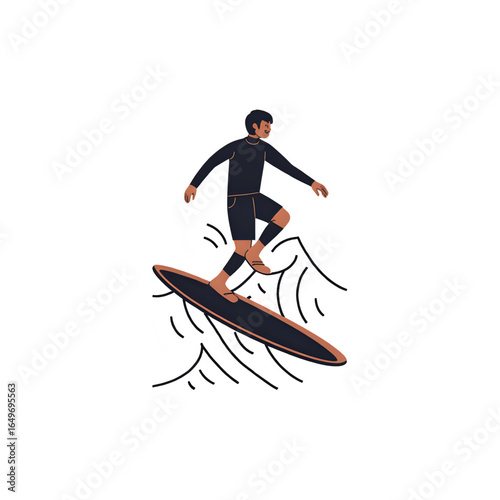 Surfer Silhouette: Night Surfing, Ocean Sport, Extreme Watersports Action