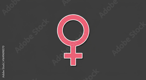 Pink female gender symbol on a dark gray background, women's health concept