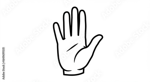 Cartoon hand with five fingers, palm up, on a clean white background