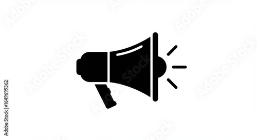 Black megaphone with sound waves on a plain background, announcement concept