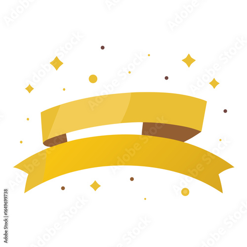 Golden ribbon with sparkles and confetti