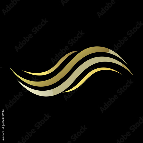 Elegant gold waves on black background