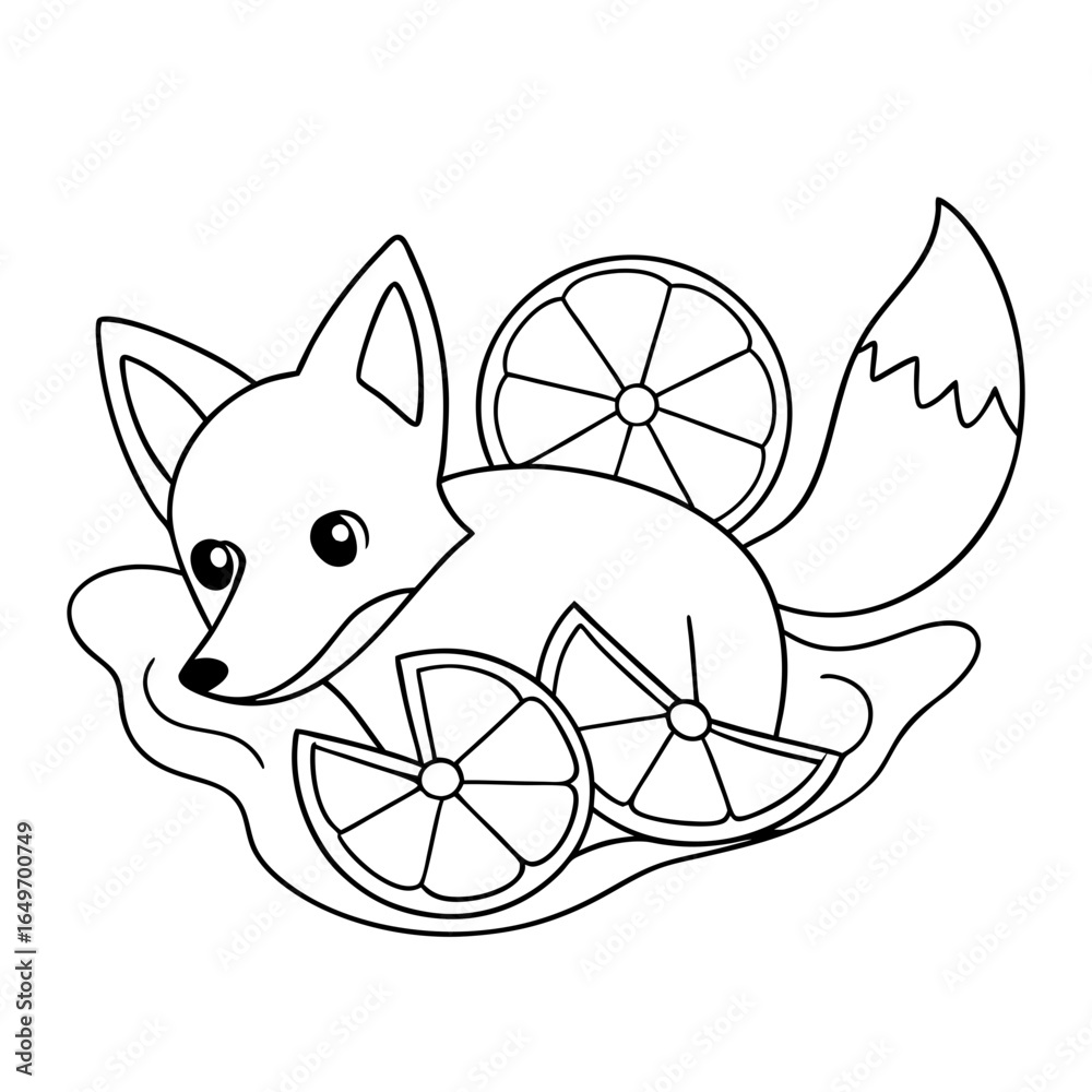 Fototapeta premium black outline printable fox swimming in lake