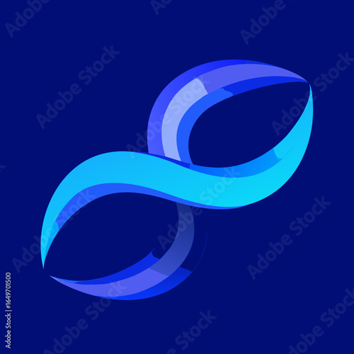 Abstract infinity symbol with blue and teal gradient ribbons
