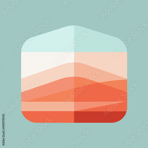 Abstract geometric layers of coral and teal