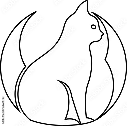 Stylish cat outline logo vector, great for luxury pet brands, cat cafes, and minimalist animal artwork.