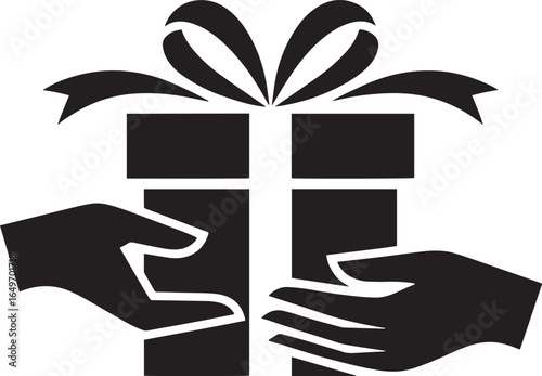 Gift in Hands Icon for Generosity and Giving Campaigns in Community Support Projects
