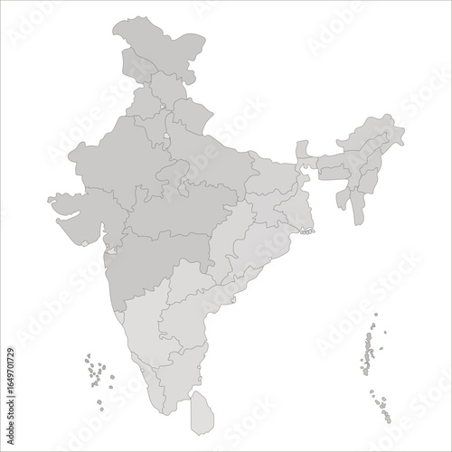 India States Map, Colorful political India map showing states, UTs, and major cities for educational and commercial purposes. Indian map state coloured