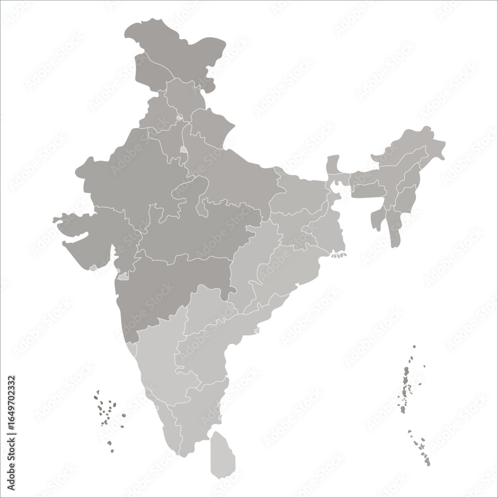 Obraz premium India Travel Map, India map with all states and capitals in clear vector format. Indian map state coloured