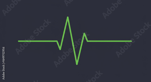 Green Heartbeat Line on Dark Background, Medical Monitoring and Healthcare