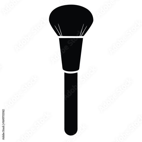 Silhouette of Makeup Brush Black Powder Brush, Handle, and Soft Bristles for Cosmetics Application