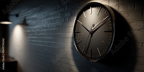 Modern Wall Clock on Brick