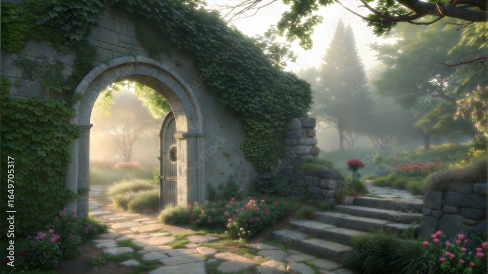 Fototapeta premium Enchanted gateway to a secret garden