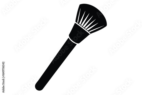 Stylized Black Makeup Brush Icon, Beauty Tool for Cosmetic Application and Professional Use