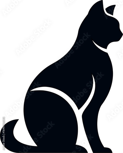 Stylish black cat logo icon vector, great for animal branding, pet accessories, and cafe logos.