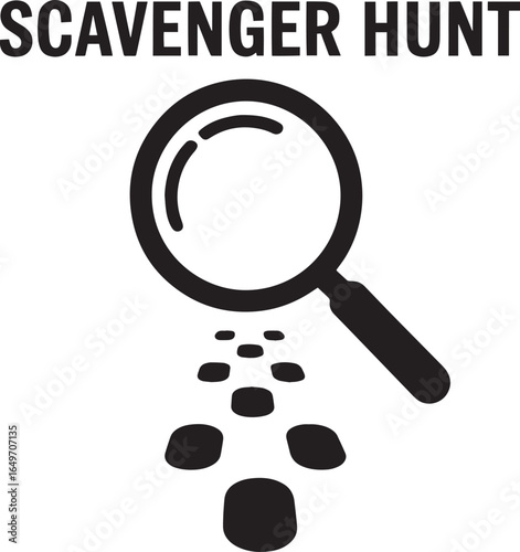 Scavenger Hunt Adventure Quest with Magnifying Glass and Footprints for Fun Exploration Game