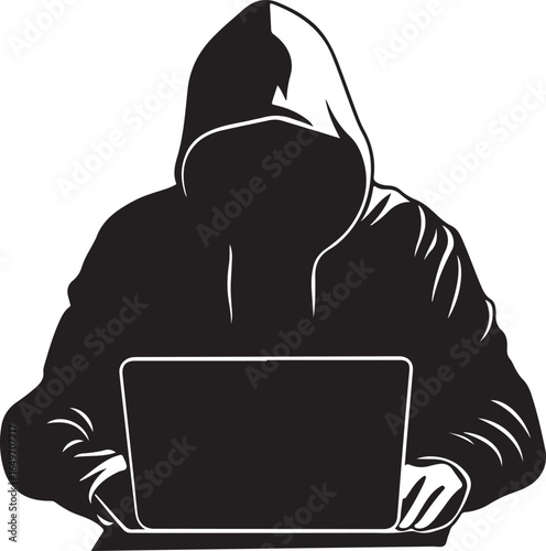 Hacker Cyber Criminal Silhouette on Transparent Background