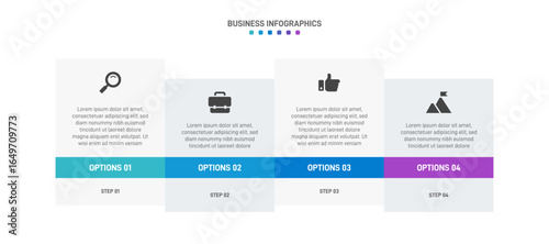 Progress bar featuring 4 arrow-shaped elements, symbolizing the four stages of business strategy and progression. Clean timeline infographic design template. Vector for mobile presentation.