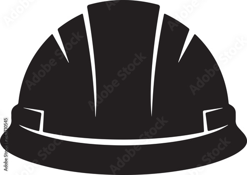 Black silhouette of a construction worker hard hat with white lines safety helmet