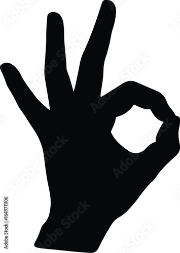 Hand Gesture OK Sign Silhouette Illustration.