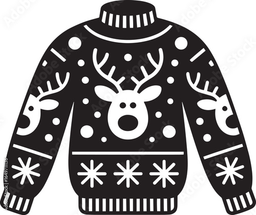 Ugly Sweater Reindeer Pattern Knitted Jumper Winter Apparel Festive Clothing Design