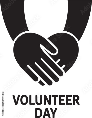 Volunteer Day Icon Design Featuring Helping Hands for Community Service and Support