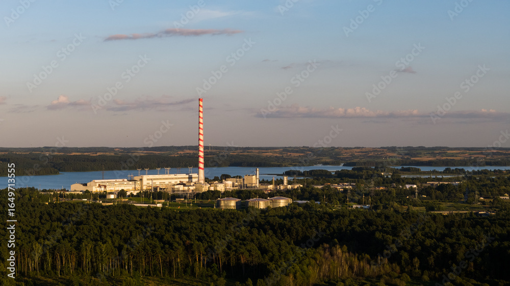Naklejka premium Elektrenai powerplant in the evening