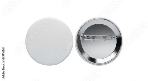 Blank White Metal Pin Badges, 3D Render