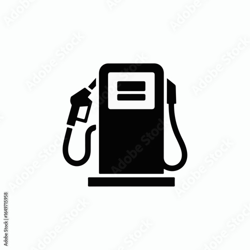 Vector art of a simple black and white gas station pump icon, representing fuel and service for automobiles isolated on white background isolated on transparent background