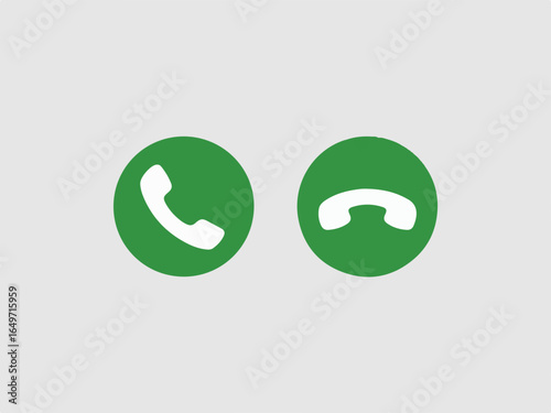 Vector art of green telephone icons, representing an incoming call and an ended call isolated on white background isolated on transparent background