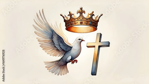 Dove, Crown, and Cross - Symbol of Faith and Royalty