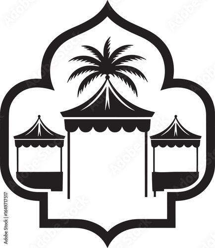 Arabic Market Silhouette Vector Illustration Middle Eastern Bazaar Souk Travel Destination