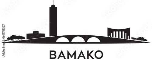 Bamako Skyline Silhouette Vector Illustration Mali Capital City Landmark Architecture