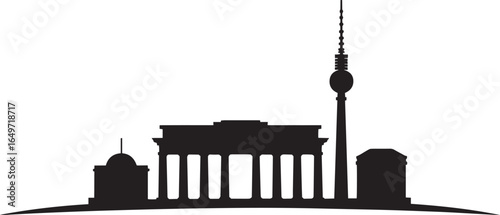 Berlin Skyline Silhouette Vector Illustration with Cityscape and Landmarks in Black