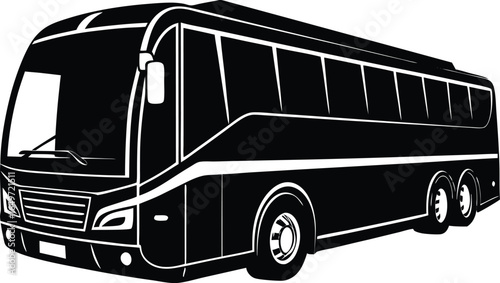 Black silhouette of a modern passenger bus