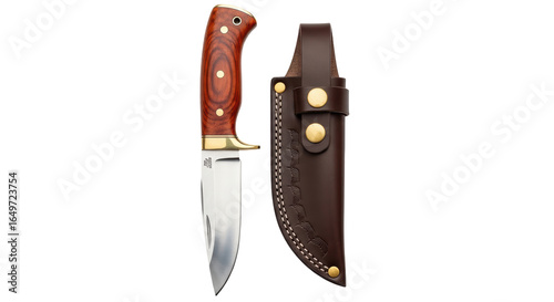 Isolated hunting knife with sheath