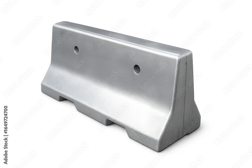 Fototapeta premium Grey concrete jersey barrier resting on a transparent background, serving as an effective tool for traffic control and enhancing safety measures
