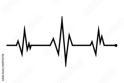 Black Heartbeat Pulse Line Illustration Medical, Healthcare Symbol, Cardiology Diagnostics Graphic Art