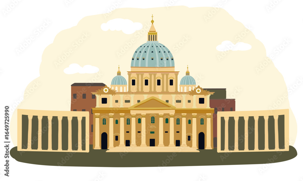 Obraz premium The Vatican, Rome, Italy. Travel vector illustration of a famous landmark