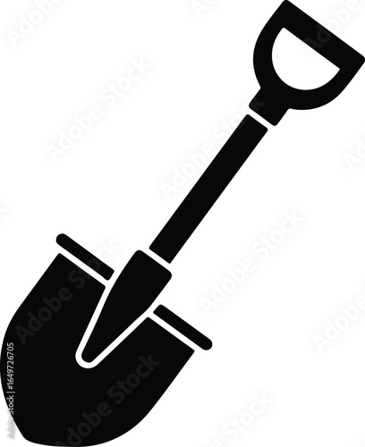 Black and White Shovel Icon Illustration.