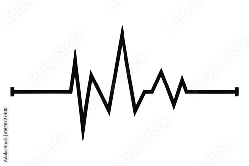 Black Heartbeat Line Graph with Sharp Peaks and Flat Sections Medical Representation